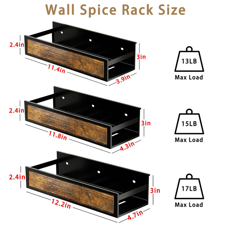 Spice Rack Wall Mount for Large Spice Jars (6 Count)