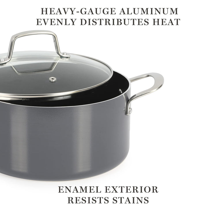 Lockton Premium Nonstick 10 Piece Enamel Heavy Gauge Aluminum Pots and Pans Cookware Set