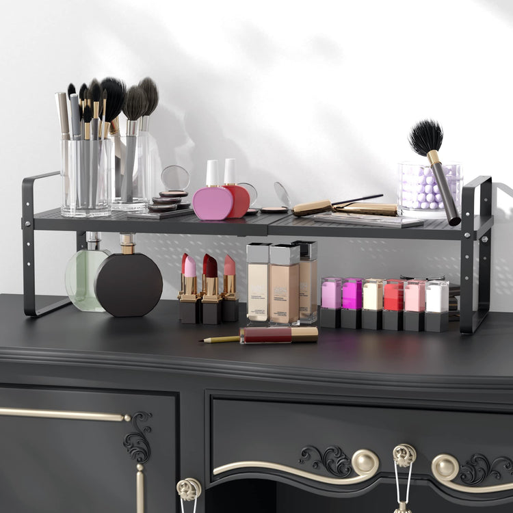 Expandable Cabinet Shelf Organizer Adjustable Metal Spice Rack Stackable Freestanding Counter Storage Shelves for Kitchen Cabinet Under Sink Office Desk
