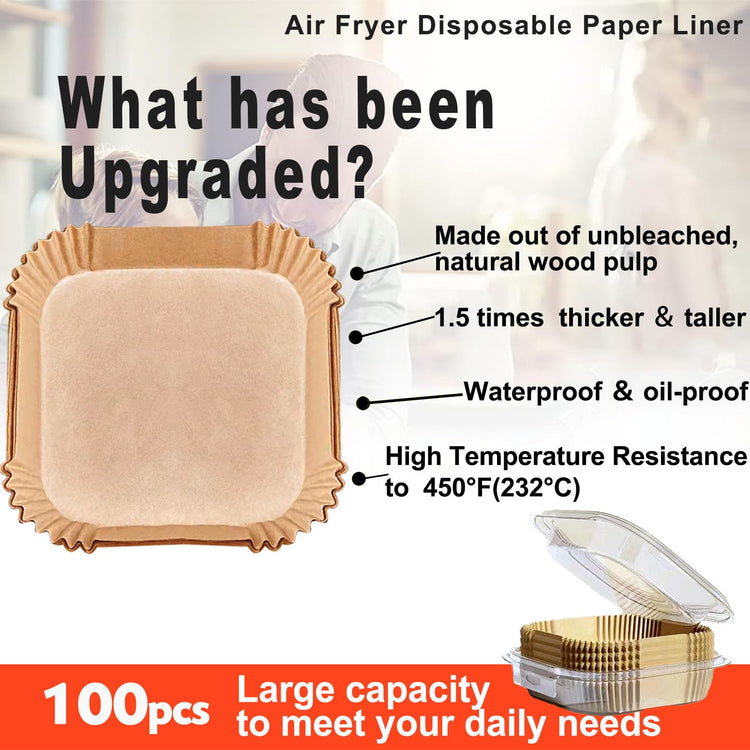 Air Fryer Disposable Paper Liner Square 10 Inch for 8 (100 Count)