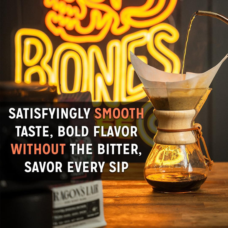 Bones Coffee Company Birthday Suit, Birthday Cake Flavored Coffee, Medium Roast Low Acid Arabica Beans Compatible with Auto drip and French Press Coffee Maker, 12 Oz Ground