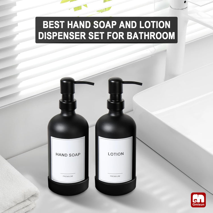 Black Soap Dispenser with Silicone Sleeve Boot (2 Count)