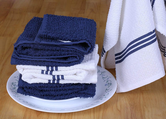 AMOUR INFINI Kitchen Towels Pack of 4 - Absorbent, Quick Drying Premium Cotton Tea Towel - Kitchen Linens 16x28 Inch Dish Towels with Hanging Loop (Blue) - Nestoria