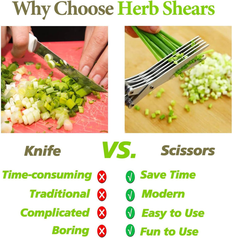 2025 Upgraded Herb Scissors, Effortless Herb Shears Cutter Tool with Sharp Stainless Steel Blades for Fresh Herbs, Must-Have Kitchen & Cooking Gadget, Black