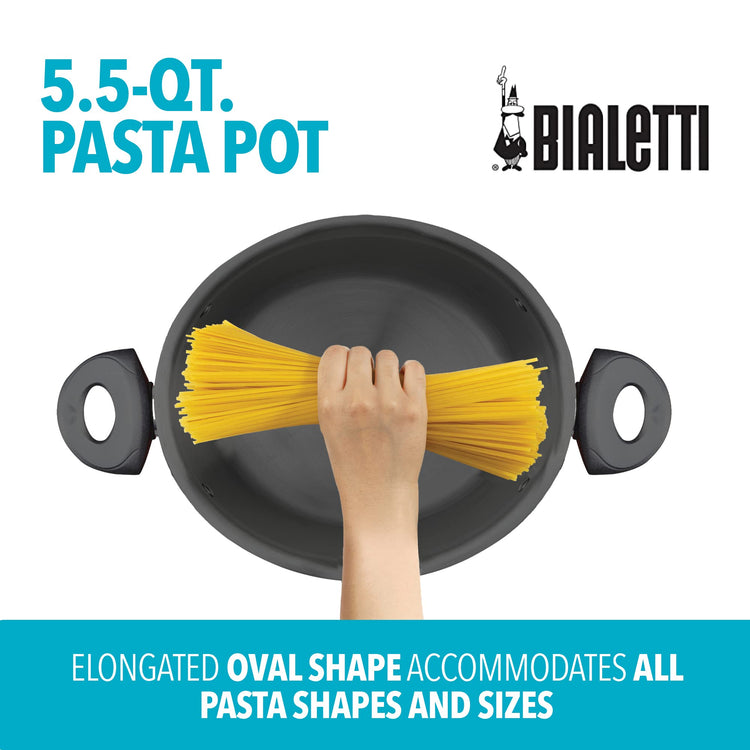 5.5 Quart Nonstick Aluminum Pasta Pot with Strainer Lid and Handles