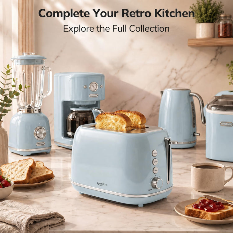 Retro 2 Slice Stainless Steel Toaster with 6 Bread Shade Settings