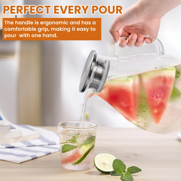 3 Litre 101oz Glass Pitcher with Lid and Spout