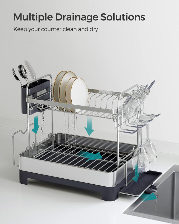 2 Tier Dish Drying Rack for Kitchen Counter