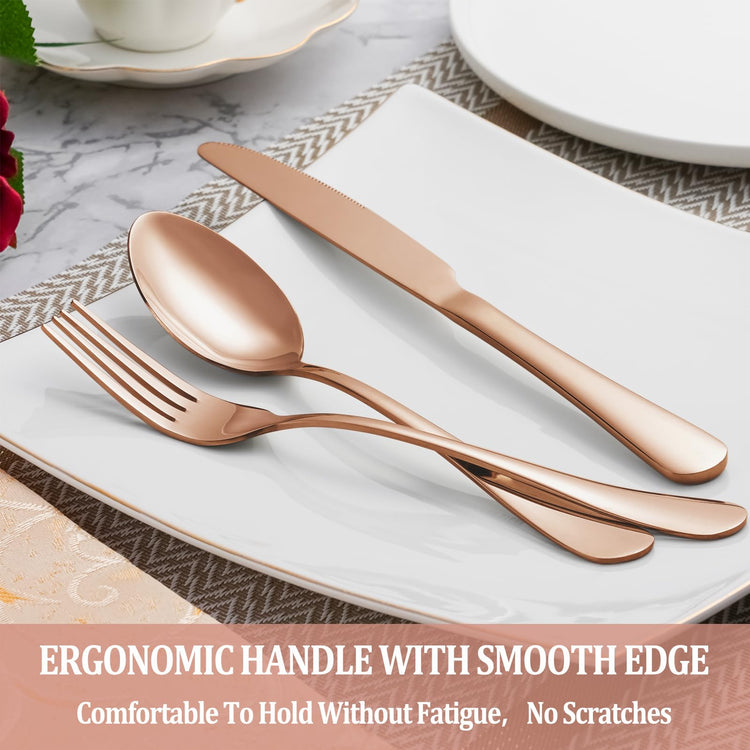 30 Pcs Rose Gold Silverware Set Service for 6 (30 Count)