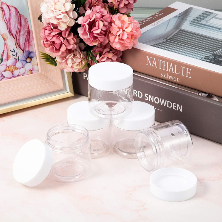 6 Pack 5 OZ Plastic Jars Containers with Lids (6 Count)
