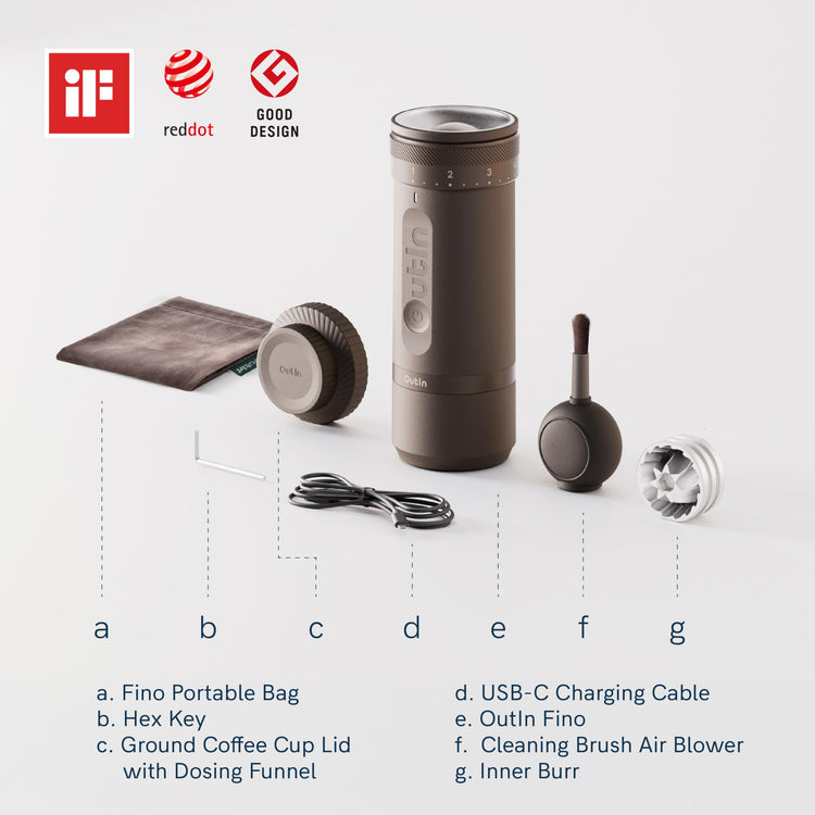 Fino Portable Electric Coffee Grinder with 28 Precise Grind Settings