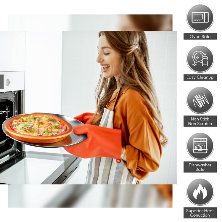8 Pieces Matte Silver Pizza Pans 16 Inch Bakeware (8 Count)