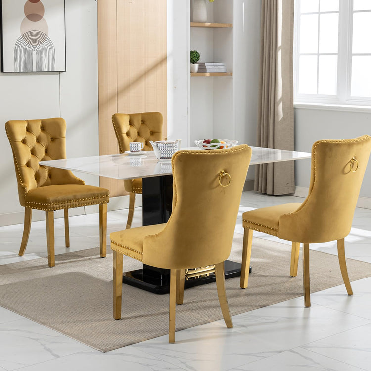 Gold Velvet Dining Chairs Set of 6 (6 Count)