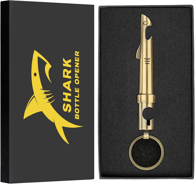 LKKCHER 2-in-1 Shark Bottle Opener, Novelty Keychain Corkscrew Wine Opener, Beer Bottle Opener, Wine & Beer Gifts for Men, Father's Day Gifts, Christmas Gifts, Birthday Gifts, Bronze