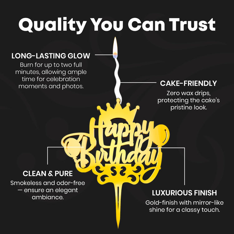 Happy Birthday Reusable Gold Cake Candle