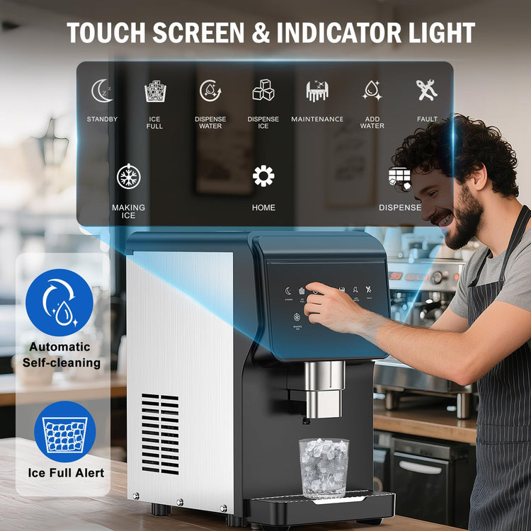 80 lbs Nugget Ice Maker with Water Dispenser Countertop Self