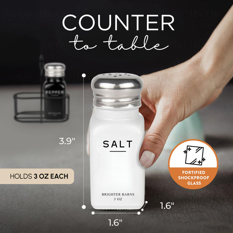 Farmhouse Salt and Pepper Shakers Set with Holder by Brighter Barns (2 Count)