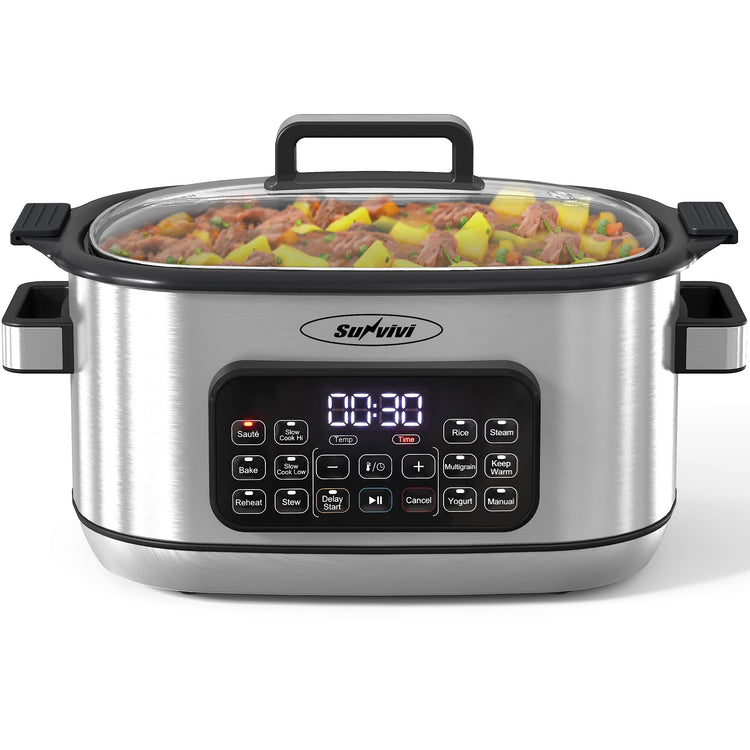 12-in-1 Programmable Slow Cooker 6.5QT with Timer & Keep Warm