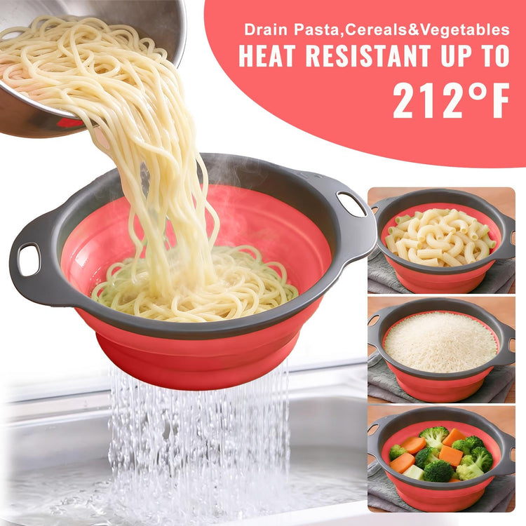 2 Pack Collapsible Silicone Colander with Handle (2 Count)