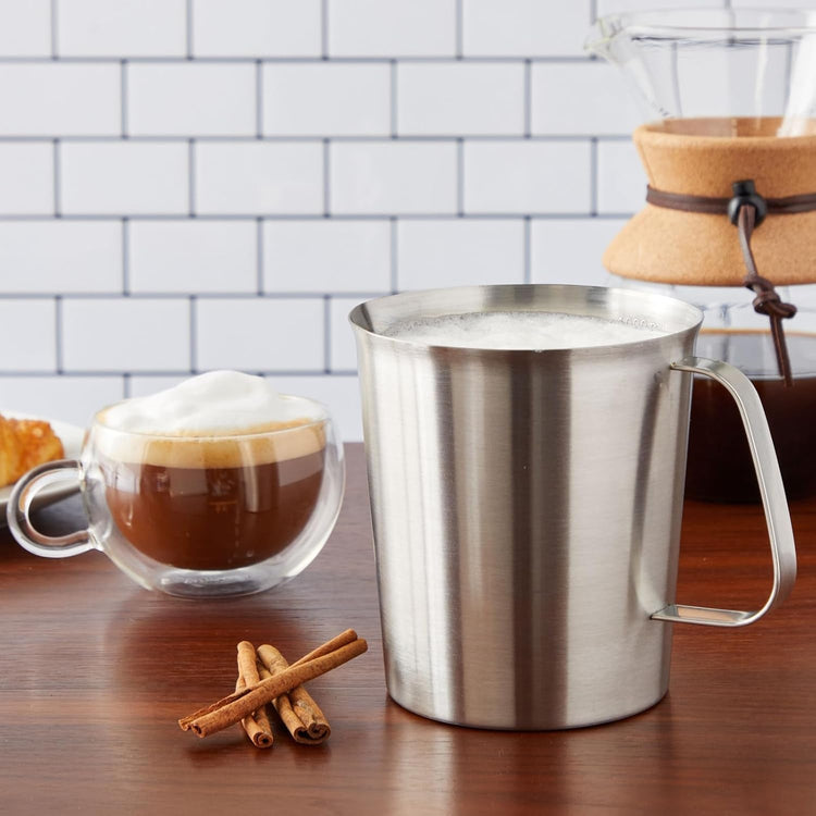 Juvale 4-Stainless Steel Metal Measuring Cups - 32 Oz/1000 mL, With Handle - Stainless Steel Graduated Pitcher with Ounce & Milliliter Markings