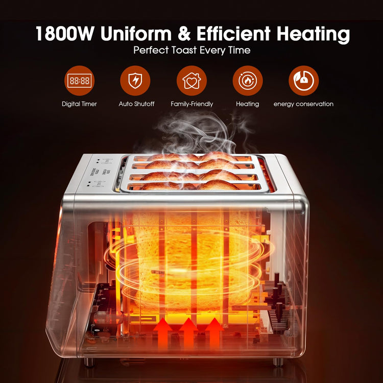 4 Slice Toaster with Dual Digital Smart TouchScreen & Independent Control Panel