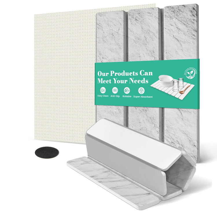 Stone Dish Drying Mat Collapsible Diatomaceous Earth Absorbent Mat Quick Dish Drying Pad Dish Rack Pad Match Any Counter to Multiple Usage for Kitchen