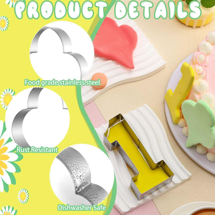 2 Pcs 5 Inch Balloon Cookie Cutter Number 1 Cookie Cutter Metal Birthday Cake Mold Fondant Cake Mold for School Party 1 Birthday One (2 Count)