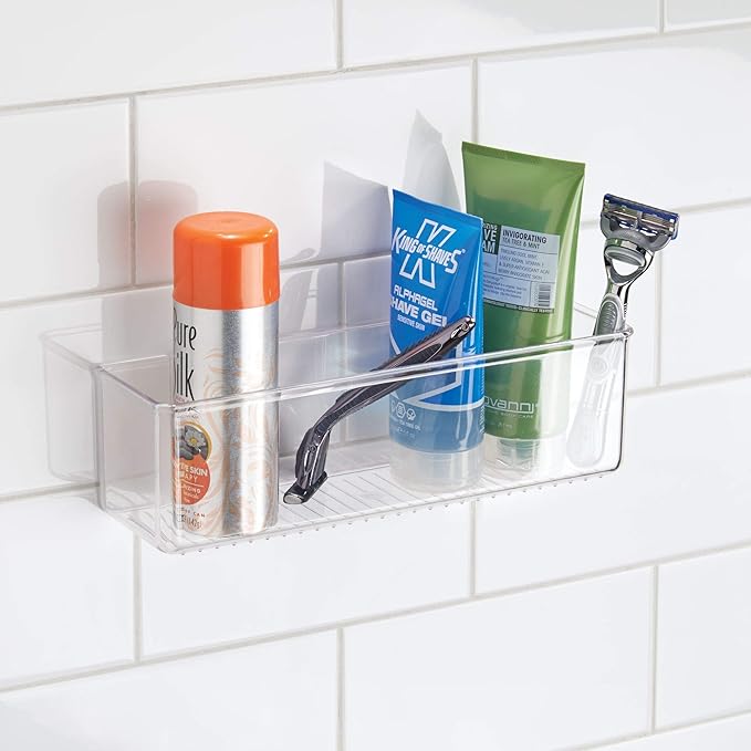 iDesign AFFIXX Plastic Wall Mount Organizer for Kitchen, Bathroom, Office, Bedroom, Garage, Craft Room, 3" x 11" x 3.25", Clear