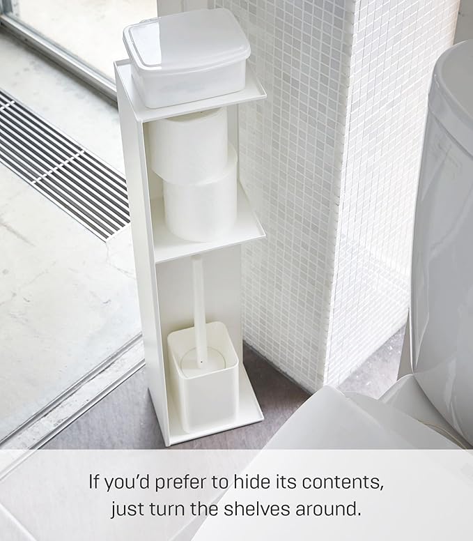 Yamazaki Home Tower Slim Bathroom Storage, Toilet Paper Stocker - Steel -