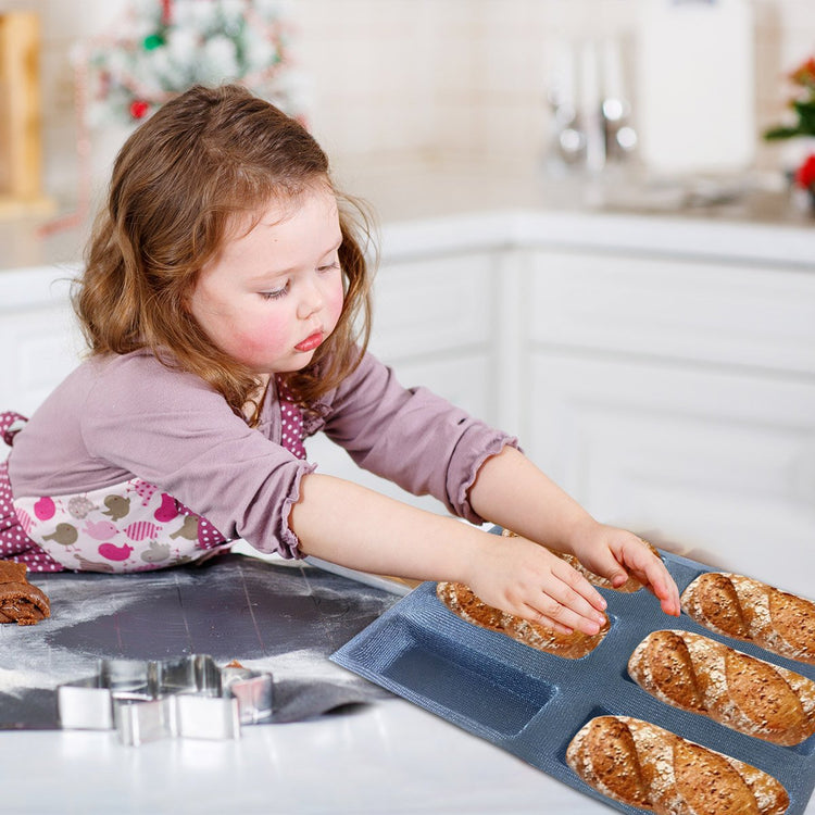 Silicone Bread Forms Square Shape Bread Molds Non Stick Bakery Trays Silicone Coated Fiber Glass 6 Caves Rectangle Moulds