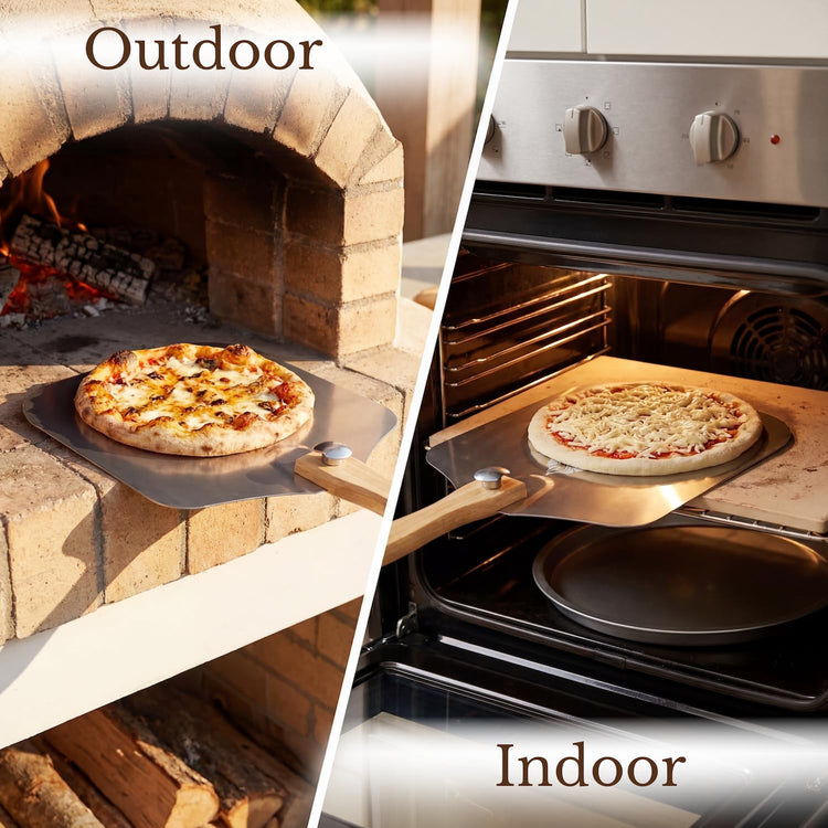 Aluminum Pizza Peel 12" x 14" with Foldable Wooden Handle