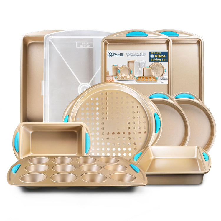 Baking Kit Nonstick Gold Steel Oven Set (10 Count)