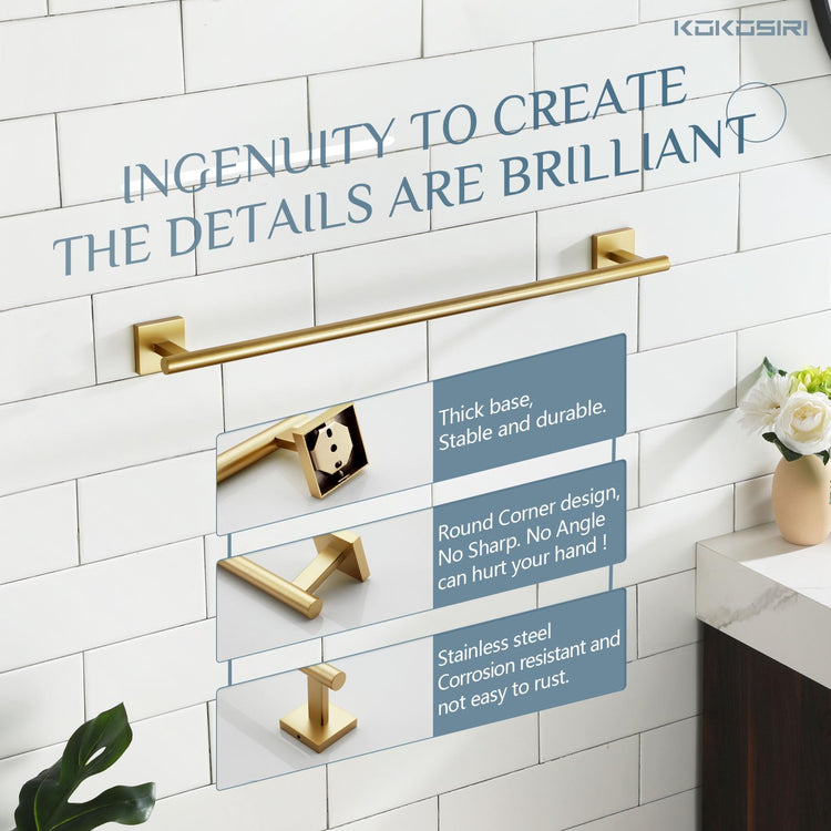 Towel Bar Bathroom Towel Holder for Bath Kitchen Cabinet Towel Rails 20 Inch Brushed Gold Stainless Steel B4005BG