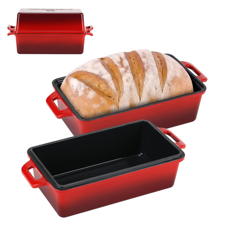 9x5 Inch Enameled Cast Iron Loaf Pan with Lid