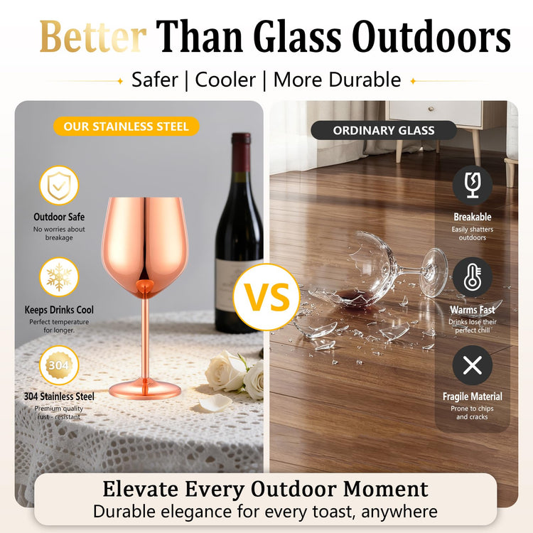 Unbreakable Stainless Steel Wine Glasses Set of 4 (4 Count)