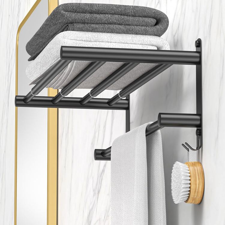 Black Adjustable Towel Bar for Bathroom Wall Mount17