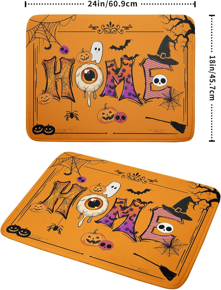 Halloween Home Dish Drying Mat Orange Washable Microfiber Drying Pad for Holiday Decoration