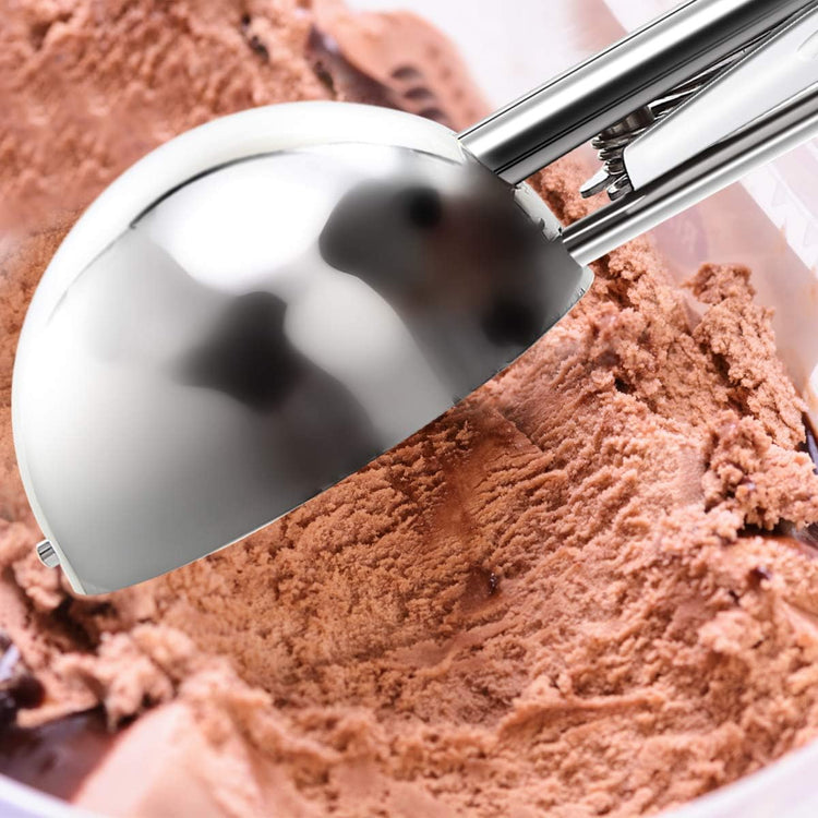 Commercial-Grade Ice Cream Scooper 4 oz, 18/8 Stainless Steel Cookie Scoop with Plastic Handle, Portion Control Disher Scoop for Bakeries, Restaurants & Dessert Shops, #8, Grey
