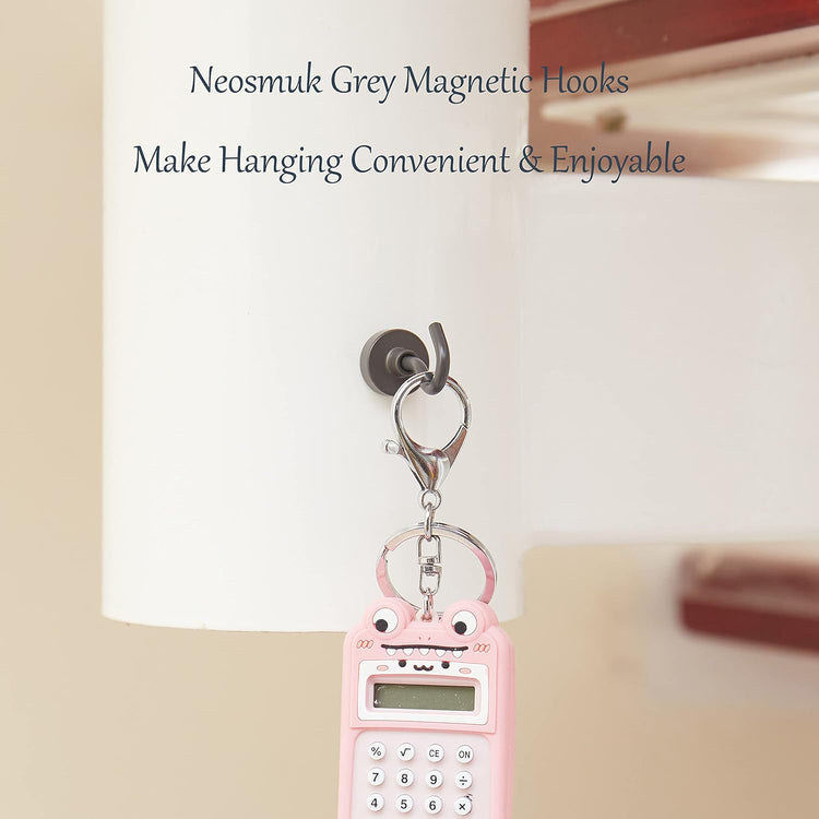 Neosmuk Magnetic Hooks Heavy Duty,Strong Magnet with Hook for Fridge, Super Neodymium Extra Strength Industrial Hooks for Hanging, Magnetic Hanger for Toolbox, Cruise, Grill(Gunmetal,10 Pack)