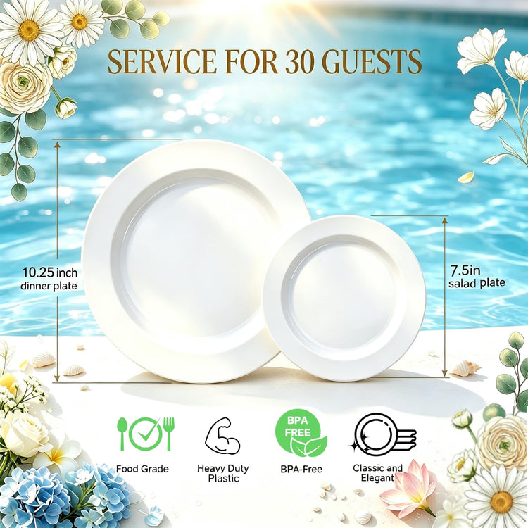 60PCS White Plastic Plates (60 Count)
