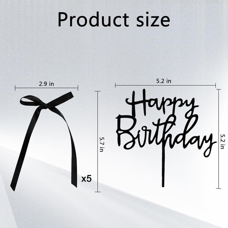 Black Bow Cake Topper Bowknot Ribbons Cupcake Toppers Bow Cake Decorations (7 Count)