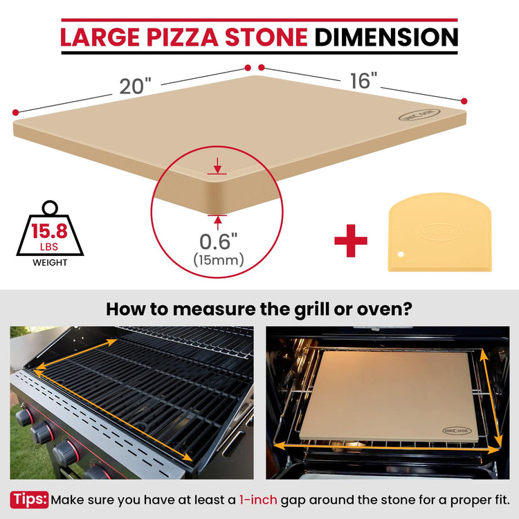 20 x 16 Inch Extra Large Pizza Stone for Oven and Grill