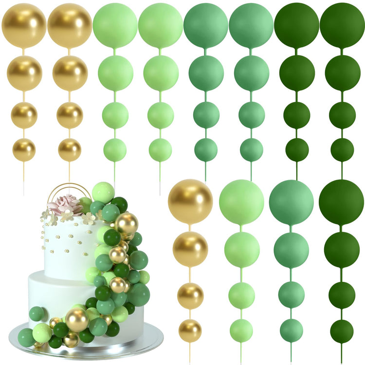 48 Pcs Balls Cake Topper Decorations Balloon Cupcake Toppers Foam Cake Topper Balls Cake Balls Decorations for Birthday Party Cake Decorating (48 Count)