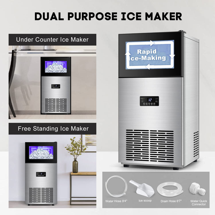 130LBS 24H Commercial Ice Maker Machine with 35LBS Capacity