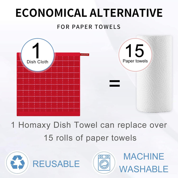 100% Cotton Terry Kitchen Dish Cloths (8 Count)