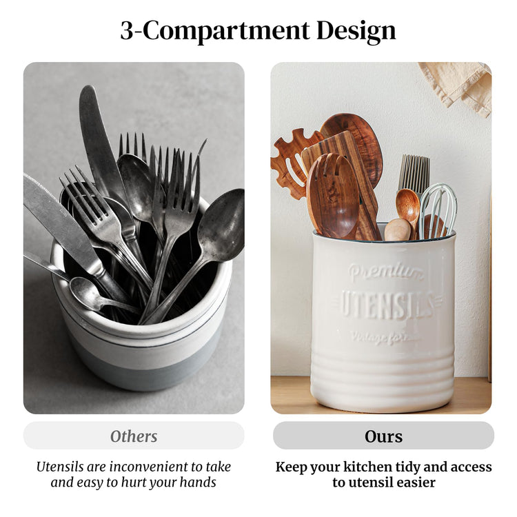 7.2" Large Ceramic Utensil Holder for Kitchen Counter