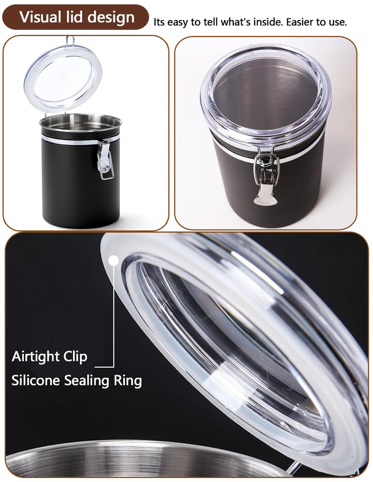 Stainless Steel Food Container with Clear Lids Airtight Storage Container Small Canisters Kitchen Pantry Storage for Cereal