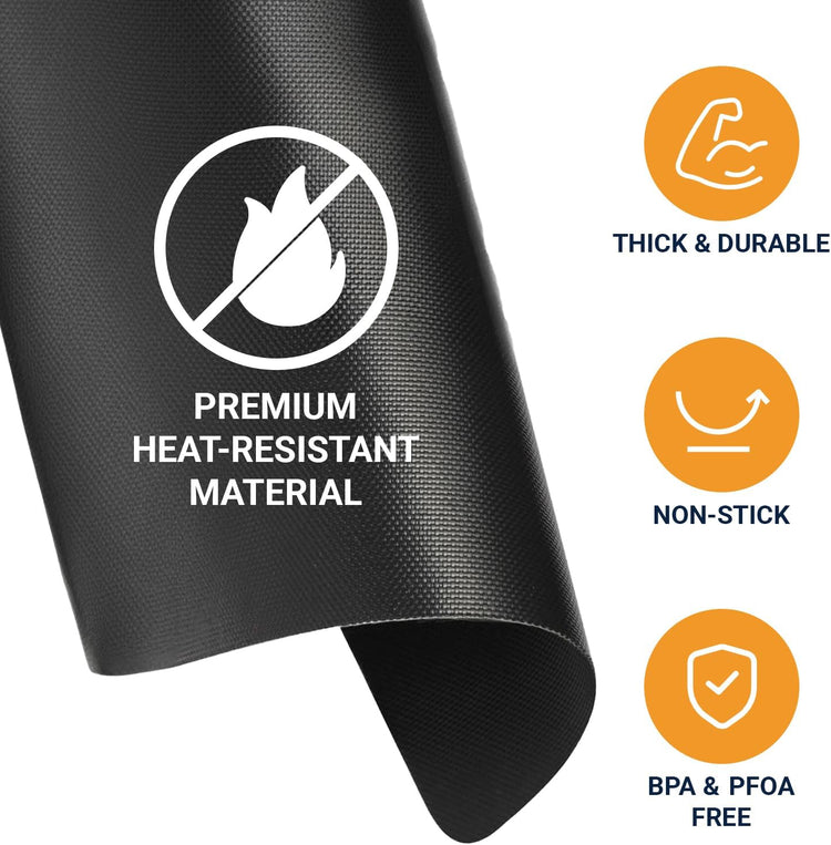 Toaster Oven Liners for Bottom of Oven (4 Pack) Reusable Non-Stick Heat Resistant Toaster Liners, Compatible with Ninja, Cuisinart, Emeril Lagasse & More, Toaster Mat, 12"x12" (Black)
