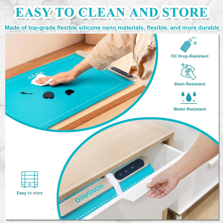Electric Warming Tray, Silicone Heating Mat with 6 Temperature Modes and 6 Timer Settings Auto Shut-Off, Portable Foldable Roll Up Food Warmer Pad for Parties Gatherings, Home Everyday Use