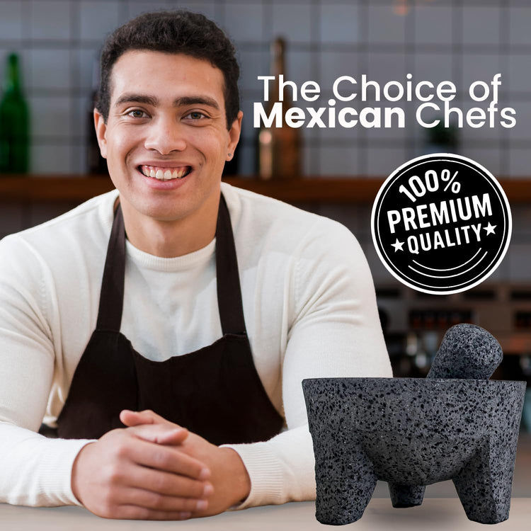 8" Molcajete Mexicano Made of Authentic Lava Rock in Mexico